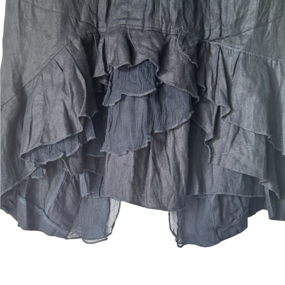 Less Limen Silk Ruffle Top in Dark Blue Size Small - Picture 3 of 6